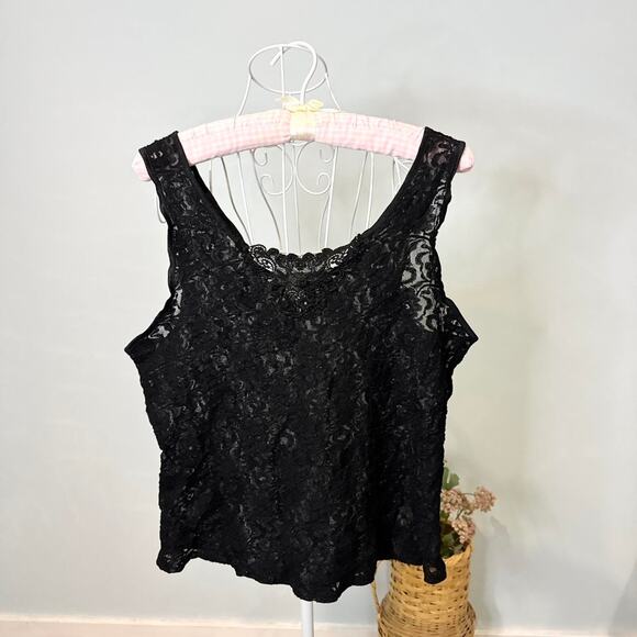 Gorgeous y2k vintage black lace milkmaid tank top - Picture 1 of 5